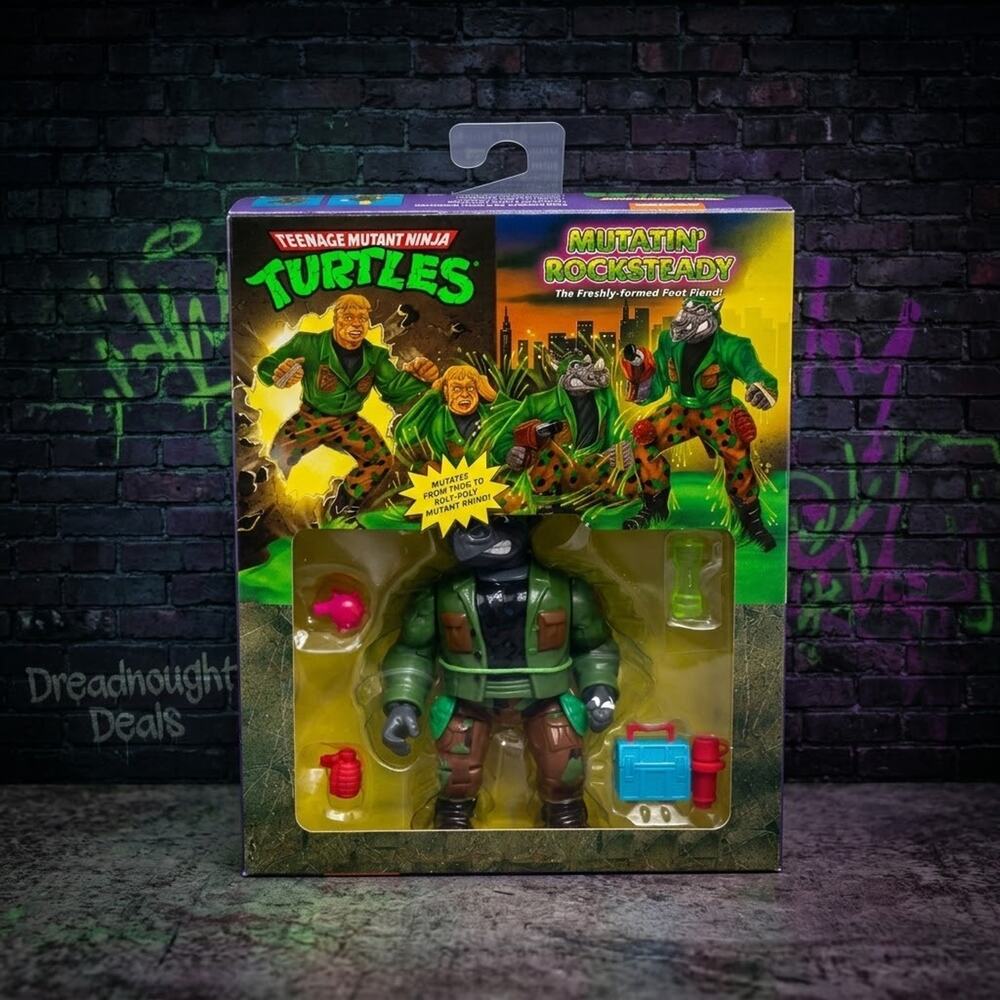 2024 Playmates TMNT Mutatin' Rocksteady Teenage Mutant Ninja Turtles Figure NIB